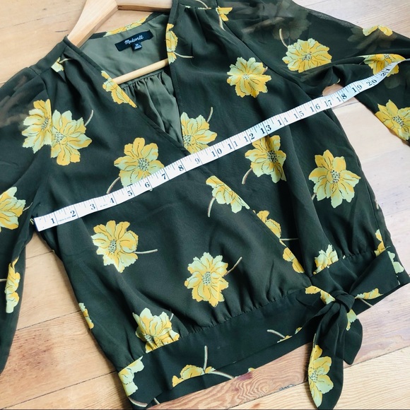 Madewell Effie Floral Green yellow top sz XS - Picture 10 of 12